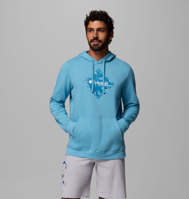 Men's PFG Diamond Fill Hoodie, Color: Vintage Blue, Diamond Fill, image 1