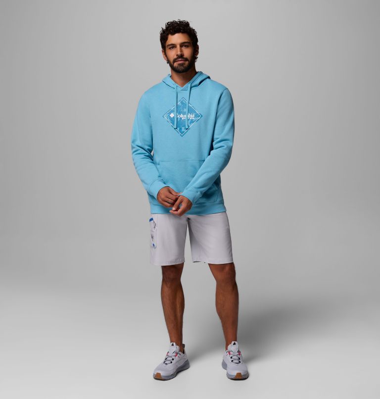 Men's PFG Diamond Fill Hoodie, Color: Vintage Blue, Diamond Fill, image 2