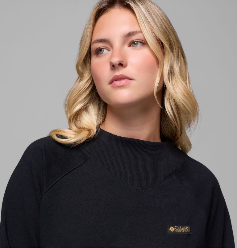 Women's High Cascades Crop French Terry Long Sleeve Shirt, Color: Black, image 6