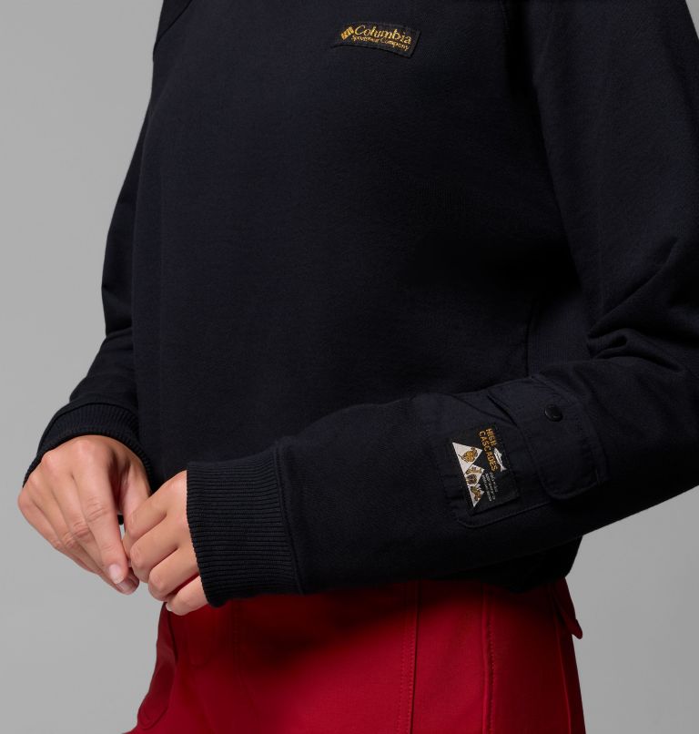 Women's High Cascades Crop French Terry Long Sleeve Shirt, Color: Black, image 7