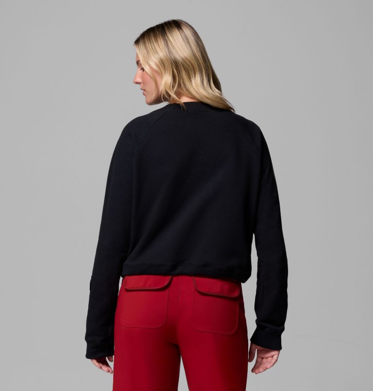 Women's High Cascades Crop French Terry Long Sleeve Shirt, Color: Black, image 3