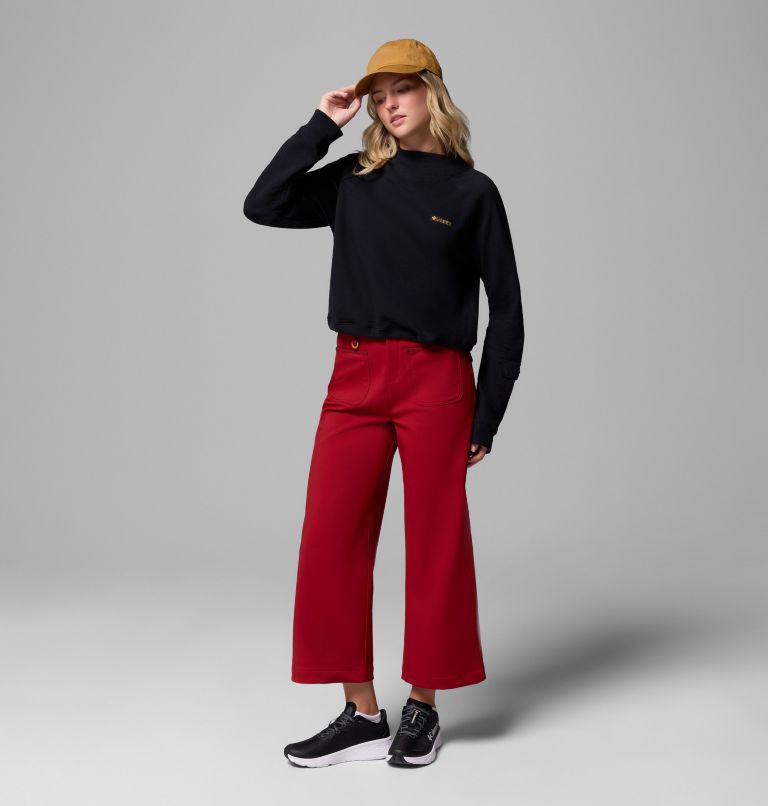 Women's High Cascades Crop French Terry Long Sleeve Shirt, Color: Black, image 2