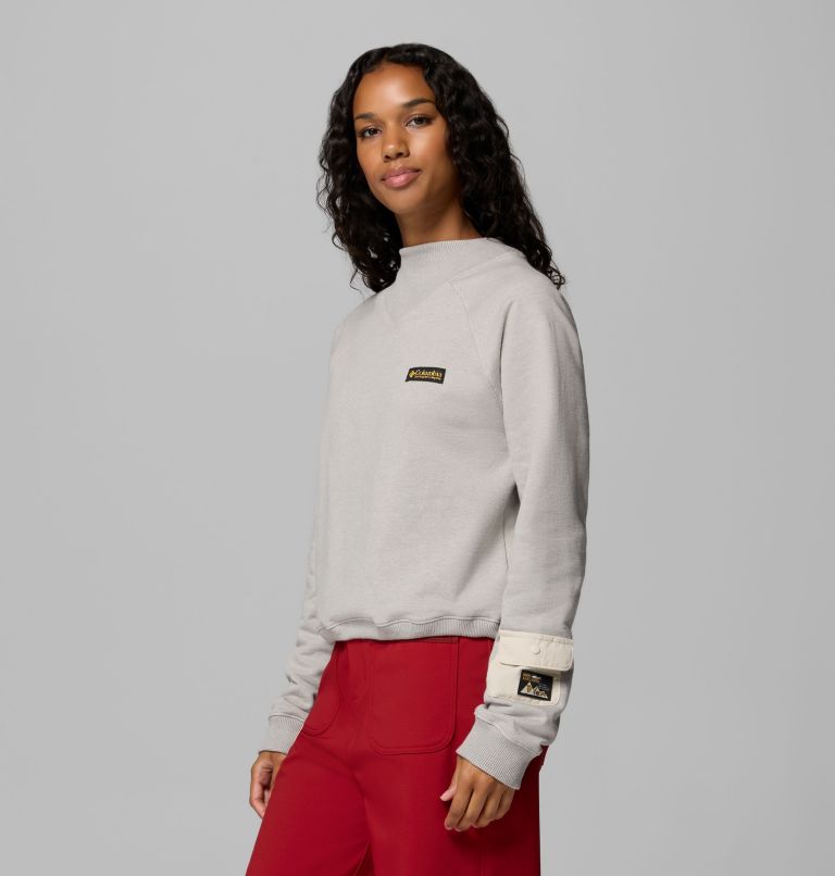 Women's High Cascades Crop French Terry Sweatshirt, Color: Dark Stone, image 4