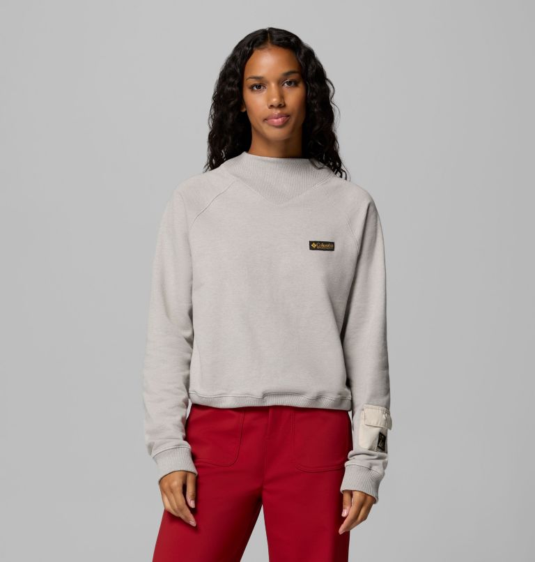 Women's High Cascades Crop French Terry Sweatshirt, Color: Dark Stone, image 1