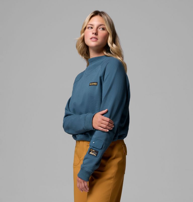 Women's High Cascades Crop French Terry Long Sleeve Shirt, Color: Everblue, image 4