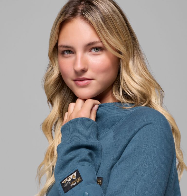 Women's High Cascades Crop French Terry Long Sleeve Shirt, Color: Everblue, image 5