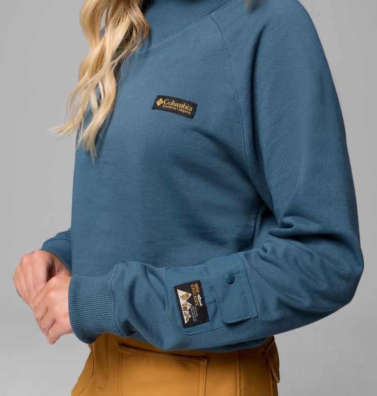 Women's High Cascades Crop French Terry Long Sleeve Shirt, Color: Everblue, image 6