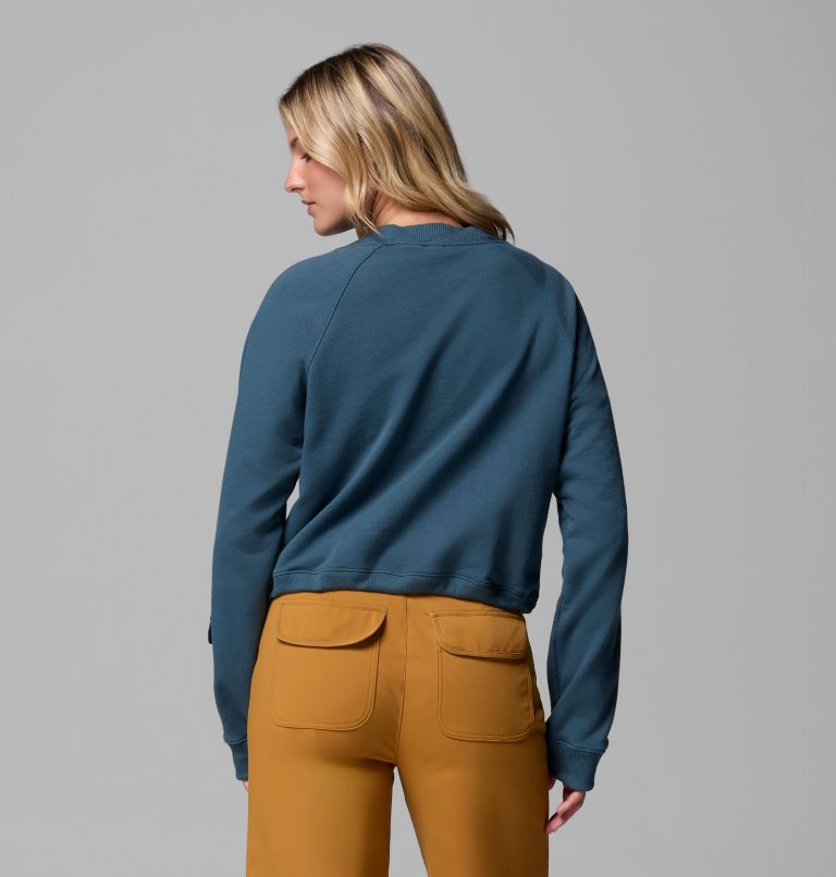 Women's High Cascades Crop French Terry Long Sleeve Shirt, Color: Everblue, image 3