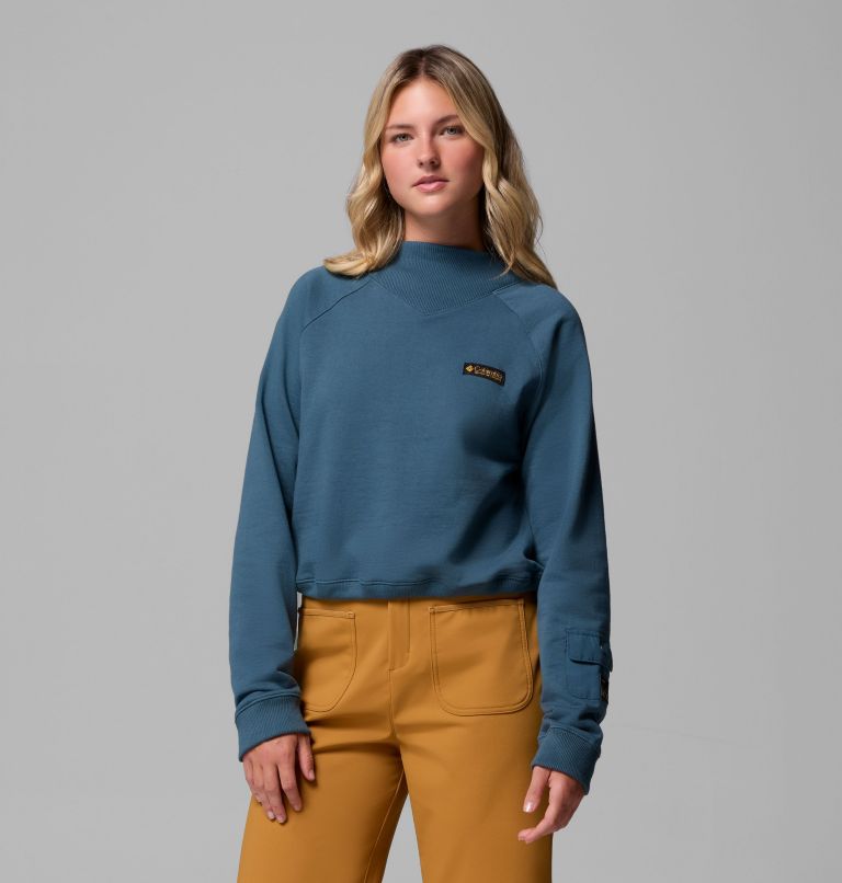 Women's High Cascades Crop French Terry Long Sleeve Shirt, Color: Everblue, image 1
