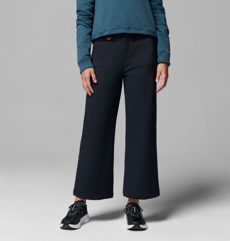 Women's High Cascades Wide Leg Softshell Pants, Color: Black, image 1