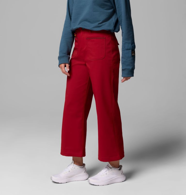 Women's High Cascades Wide Leg Softshell Pants, Color: Red Dahlia, image 4