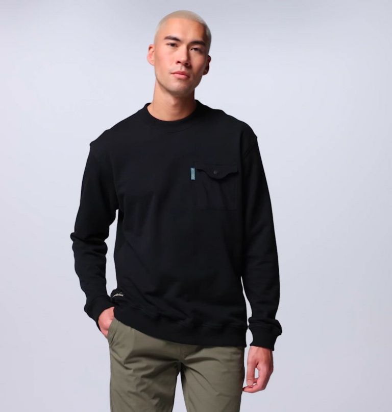 Men's High Cascades French Terry Long Sleeve Shirt, Color: Black