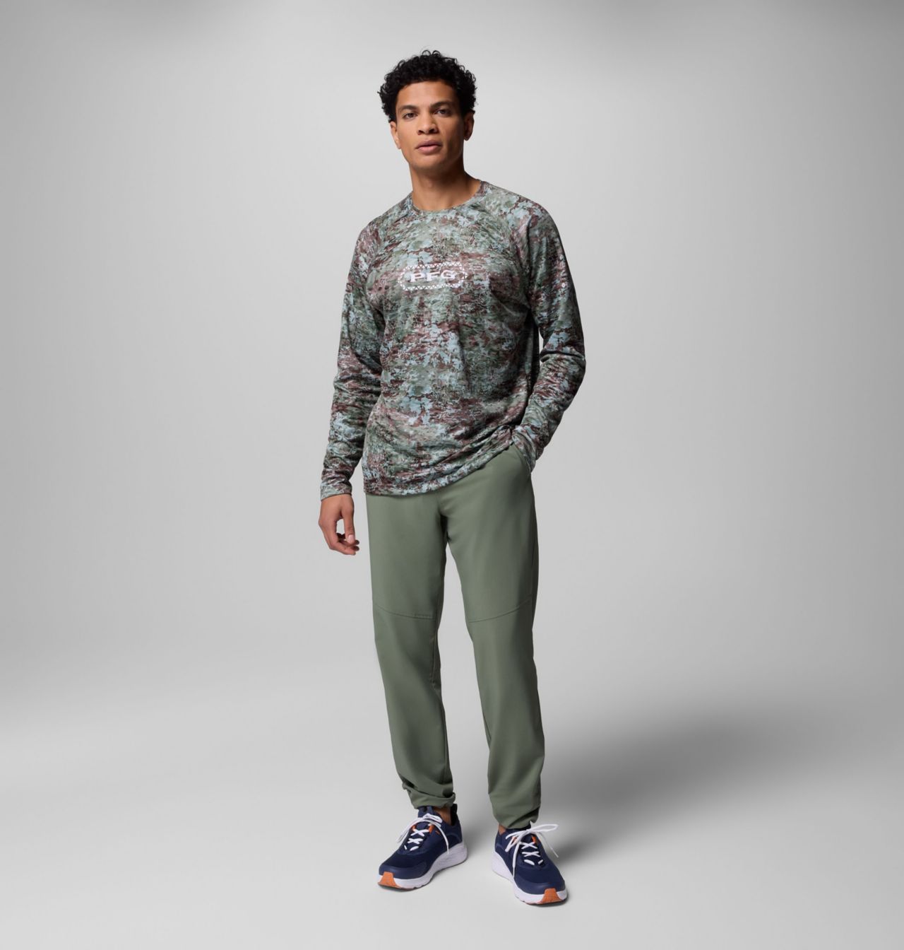 Men's PFG Super Solar Stream™ Border Hex Long Sleeve Shirt 2