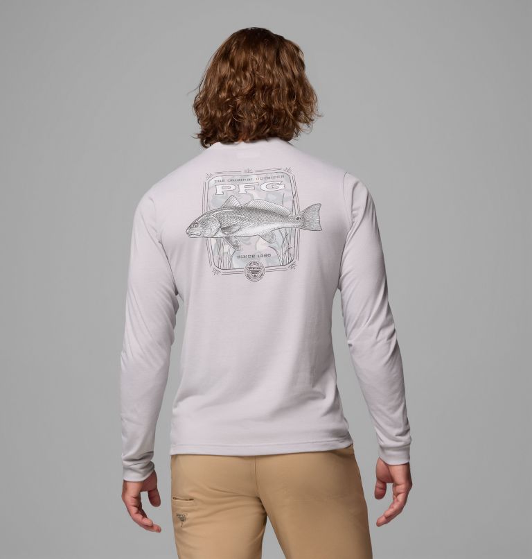 T-shirt Technique Graphique Manches Longues PFG Uncharted Homme, Color: Cool Grey Heather, Redfish Swamplands, image 1