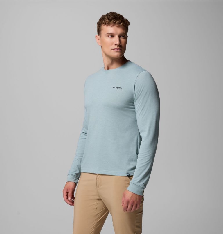 T-shirt Technique Graphique Manches Longues PFG Uncharted Homme, Color: Crushed Blue Heather, Guadalupe Drift, image 4