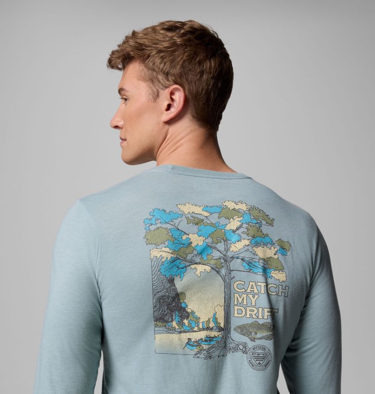 T-shirt Technique Graphique Manches Longues PFG Uncharted Homme, Color: Crushed Blue Heather, Guadalupe Drift, image 7