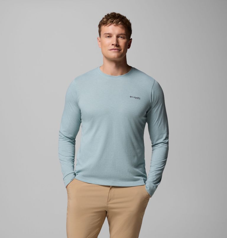 T-shirt Technique Graphique Manches Longues PFG Uncharted Homme, Color: Crushed Blue Heather, Guadalupe Drift, image 3