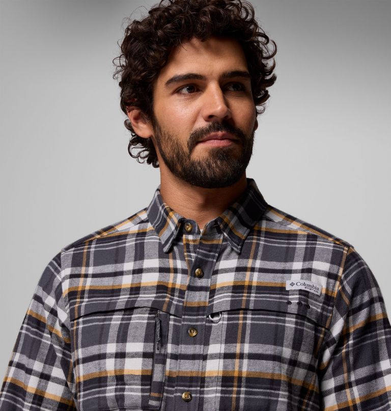 Men's PFG Wild Cast Flannel Shirt, Color: Shark Backwater Tartan, image 7