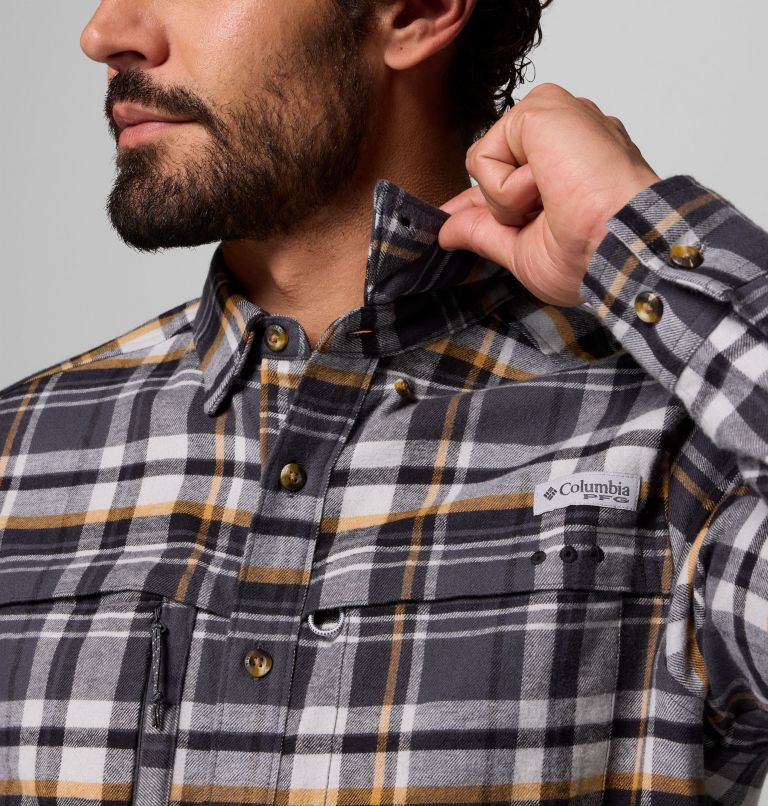 Men's PFG Wild Cast Flannel Shirt, Color: Shark Backwater Tartan, image 8