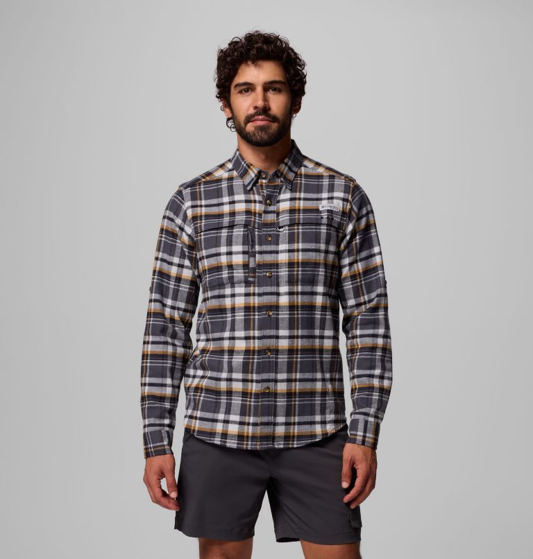 Men's PFG Wild Cast Flannel Shirt, Color: Shark Backwater Tartan, image 1