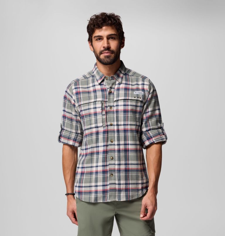 Men's PFG Wild Cast Flannel Shirt, Color: Cypress Backwater Tartan, image 5