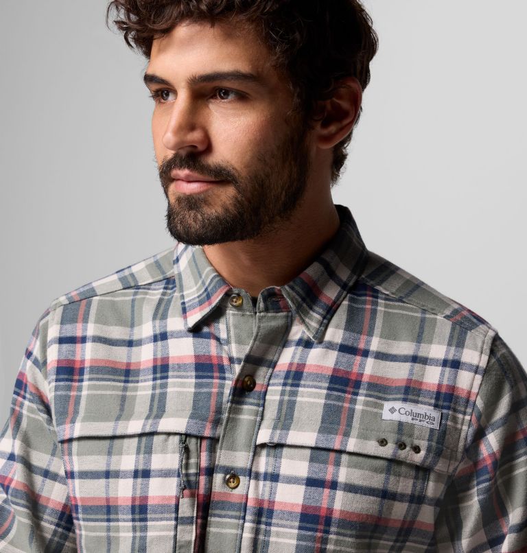 Men's PFG Wild Cast Flannel Shirt, Color: Cypress Backwater Tartan, image 7