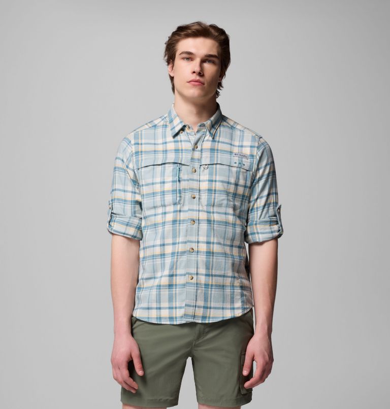 Men's PFG Wild Cast Flannel Shirt, Color: Crushed Blue Backwater Tartan, image 5