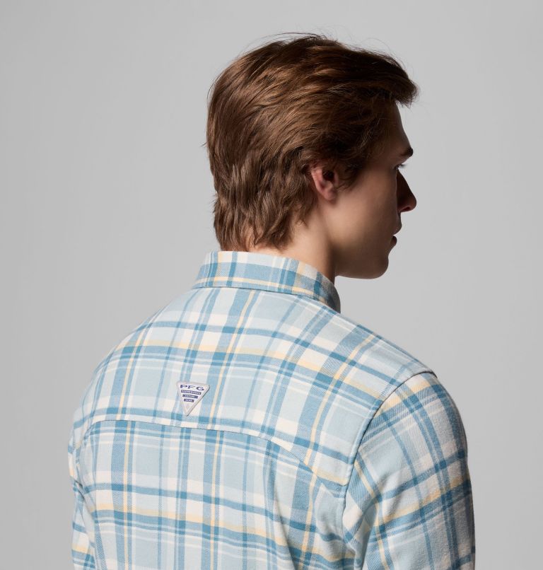 Men's PFG Wild Cast Flannel Shirt, Color: Crushed Blue Backwater Tartan, image 11