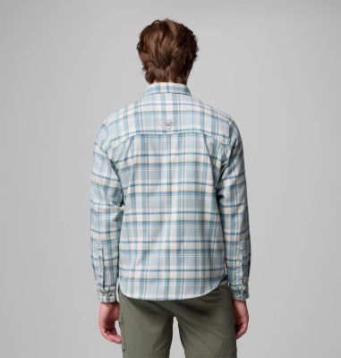 Men's PFG Wild Cast Flannel Shirt, Color: Crushed Blue Backwater Tartan, image 7