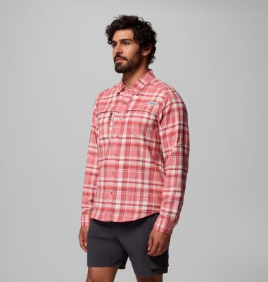 Men's PFG Wild Cast Flannel Shirt, Color: Rosewood Backwater Tartan, image 12