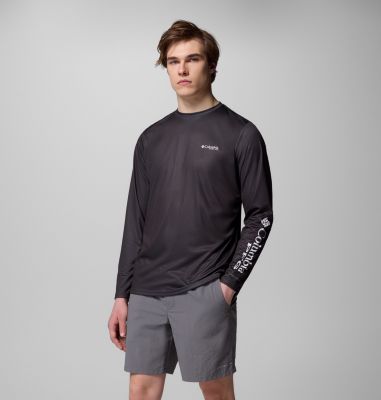 Men's Terminal Tackle PFG Border Hex Long Sleeve Shirt, Color: Shark, Tejas Fill, image 12