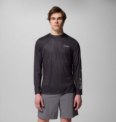 Men's Terminal Tackle PFG Border Hex Long Sleeve Shirt, Color: Shark, Tejas Fill, image 9