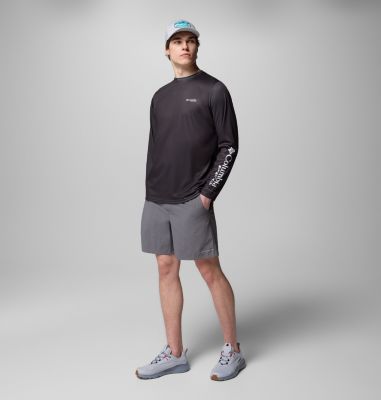 Men's Terminal Tackle PFG Border Hex Long Sleeve Shirt, Color: Shark, Tejas Fill, image 10