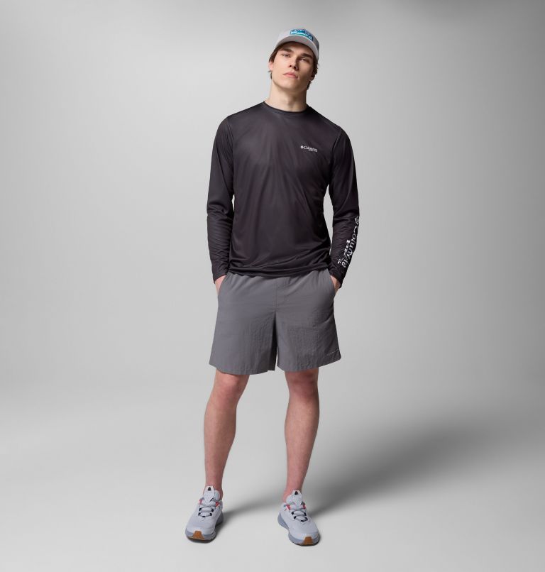 Men's Terminal Tackle PFG Border Hex Long Sleeve Shirt, Color: Shark, Tejas Fill, image 9
