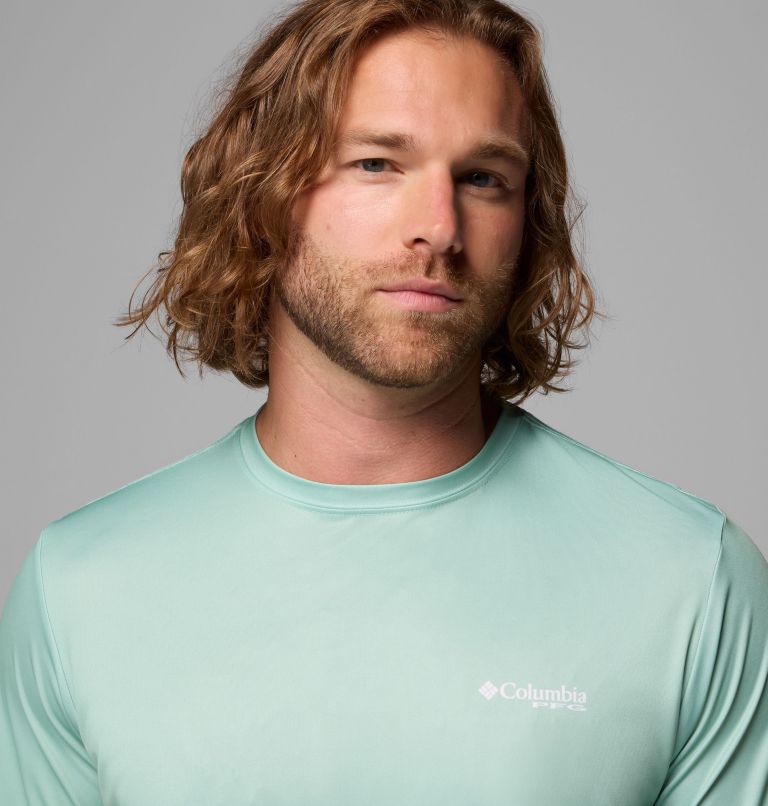 Men's Terminal Tackle PFG Border Hex Long Sleeve Shirt, Color: Misty Jade, Tejas Fill, image 5