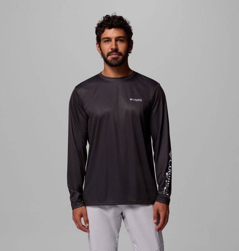 Men's Terminal Tackle PFG Horizon Line Long Sleeve Shirt, Color: Shark, Bass, image 1