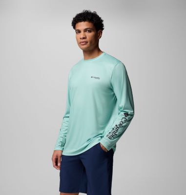 Men's Terminal Tackle PFG Horizon Line Long Sleeve Shirt, Color: Misty Jade, Bass, image 12