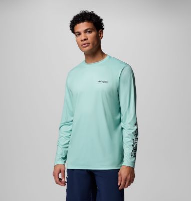 Men's Terminal Tackle PFG Horizon Line Long Sleeve Shirt, Color: Misty Jade, Bass, image 9