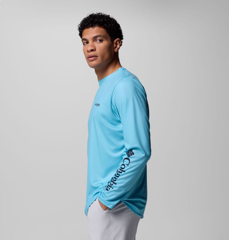 Men's Terminal Tackle PFG Horizon Line Long Sleeve Shirt, Color: Vintage Blue, Sailfish, image 4