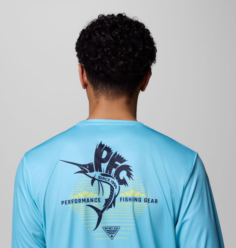 Men's Terminal Tackle PFG Horizon Line Long Sleeve Shirt, Color: Vintage Blue, Sailfish, image 6