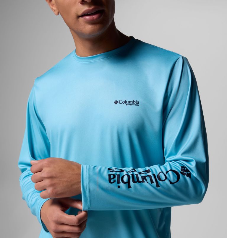 Men's Terminal Tackle PFG Horizon Line Long Sleeve Shirt, Color: Vintage Blue, Sailfish, image 7