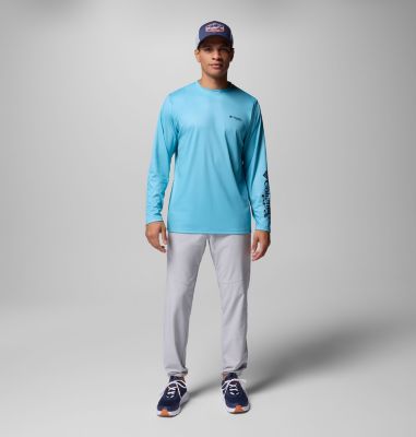 Men's Terminal Tackle PFG Horizon Line Long Sleeve Shirt, Color: Vintage Blue, Sailfish, image 14