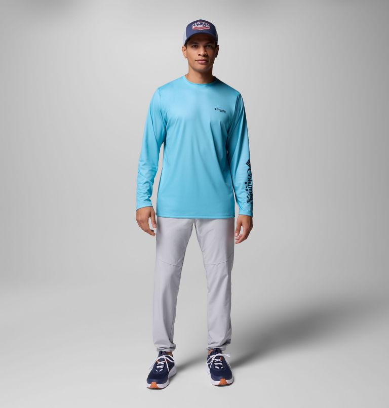 Men's Terminal Tackle PFG Horizon Line Long Sleeve Shirt, Color: Vintage Blue, Sailfish, image 2