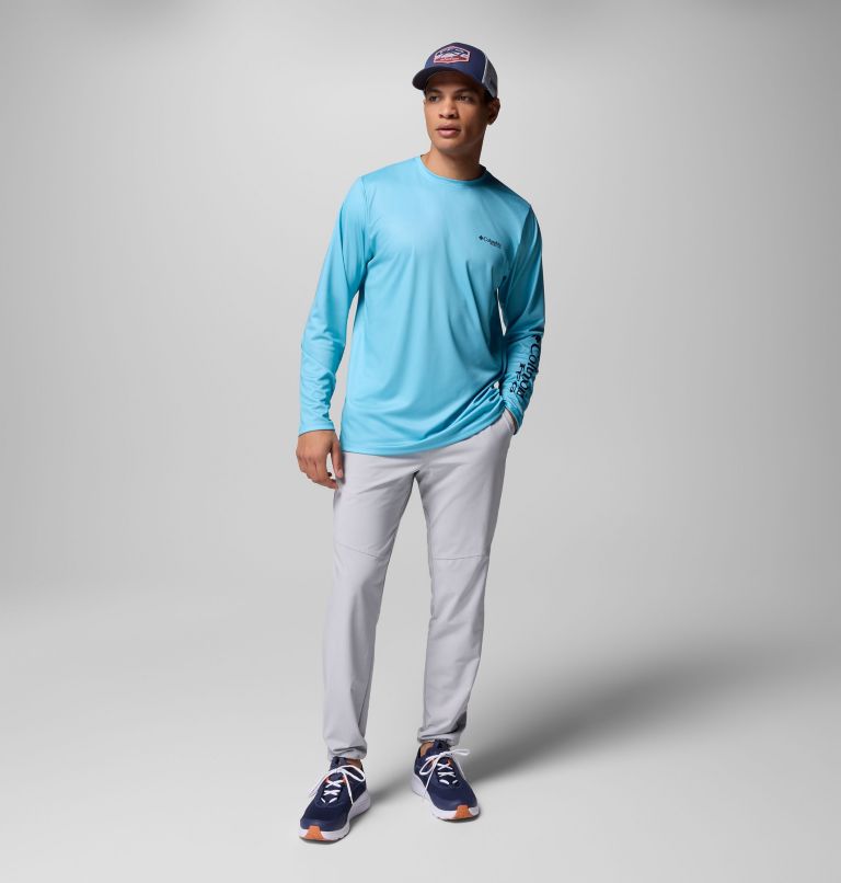 Men's Terminal Tackle PFG Horizon Line Long Sleeve Shirt, Color: Vintage Blue, Sailfish, image 8