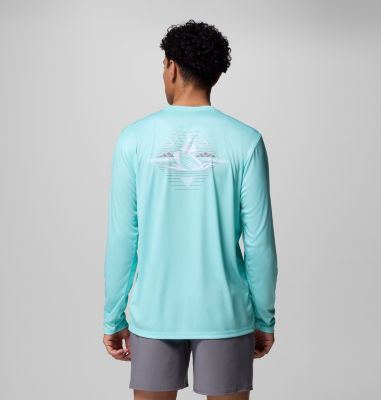 Men's Terminal Tackle PFG Horizon Line Long Sleeve Shirt, Color: Gulf Stream, Boat, image 3