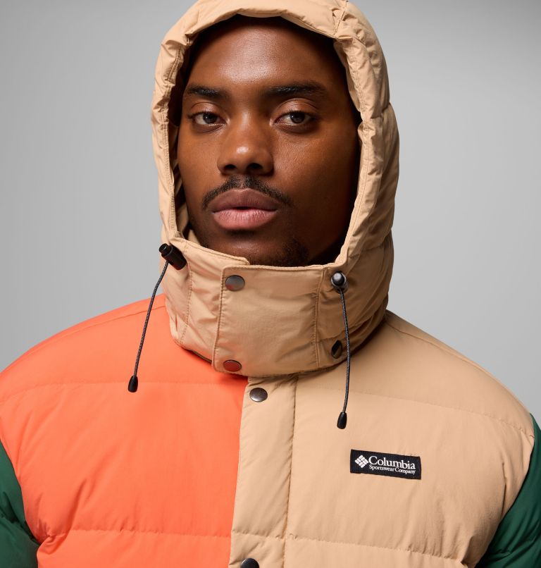 Men's Wallowa Down Hooded Jacket, Color: Canoe, Zing, Rain Forest, Black, image 6