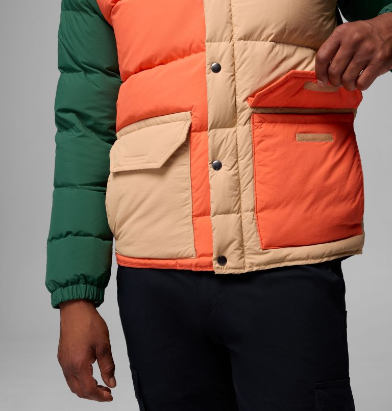 Men's Wallowa Down Hooded Jacket, Color: Canoe, Zing, Rain Forest, Black, image 7