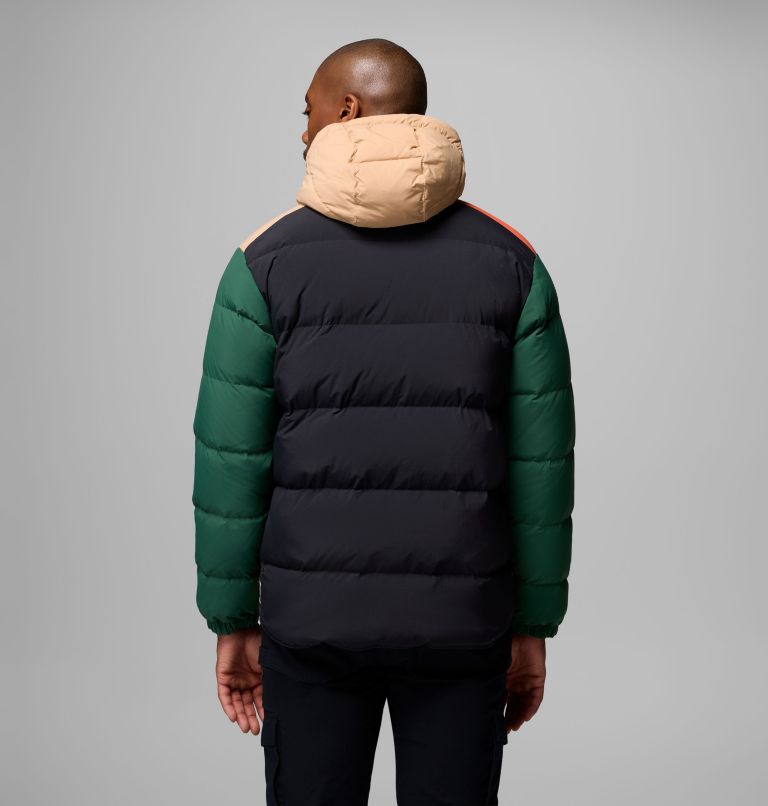Men's Wallowa Down Hooded Jacket, Color: Canoe, Zing, Rain Forest, Black, image 3
