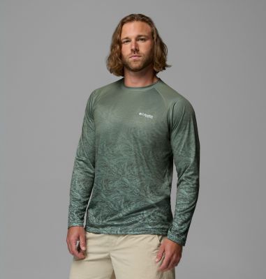 Men's Super Terminal Tackle PFG Border Circle Long Sleeve Shirt, Color: Misty Jade, Tunny, image 4
