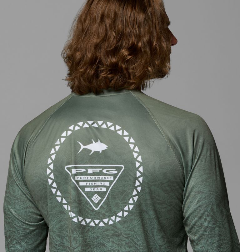 Men's Super Terminal Tackle PFG Border Circle Long Sleeve Shirt, Color: Misty Jade, Tunny, image 6